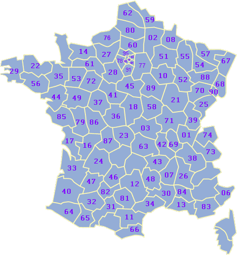 Carte des dpartements franais